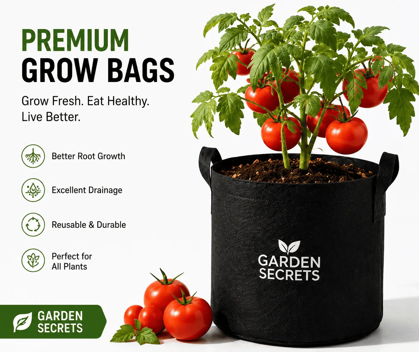 Pack of 2 Premium Grow Bags for Vegetables, Flowers & Fruits